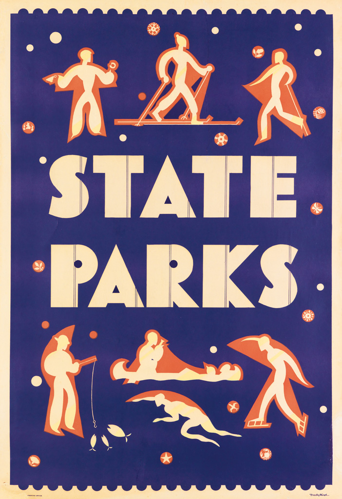 DOROTHY WAUGH (1896-1996). STATE PARKS. Circa 1934. 39x27 inches, 101x68 cm. U.S. Government Printing Office, [Washington, D.C.]